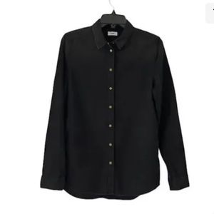 CLOSED Denim Button Front Shirt Color Black with Blue Panel On Sleeve Size Small